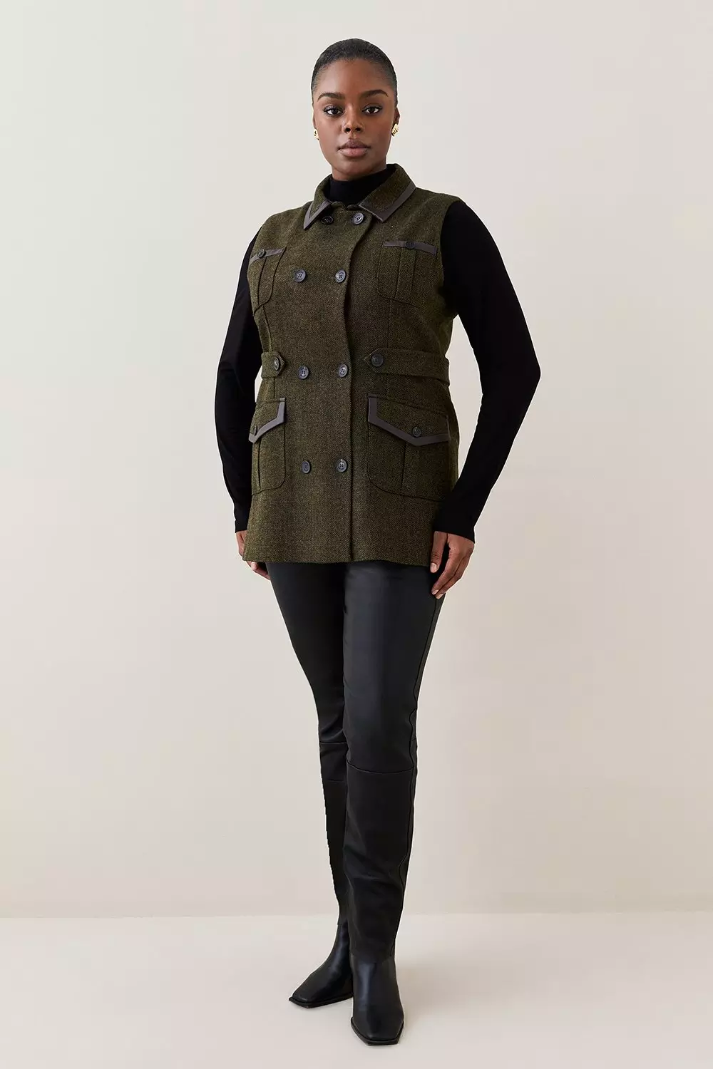 Ladies tweed jacket plus size best sale